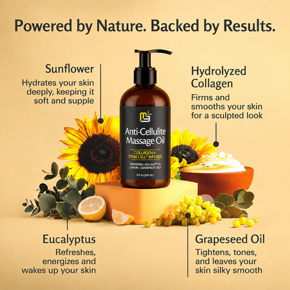 Anti Cellulite Massage Oil, Collagen + Stem Cell Infused