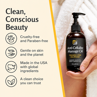 Anti Cellulite Massage Oil, Collagen + Stem Cell Infused