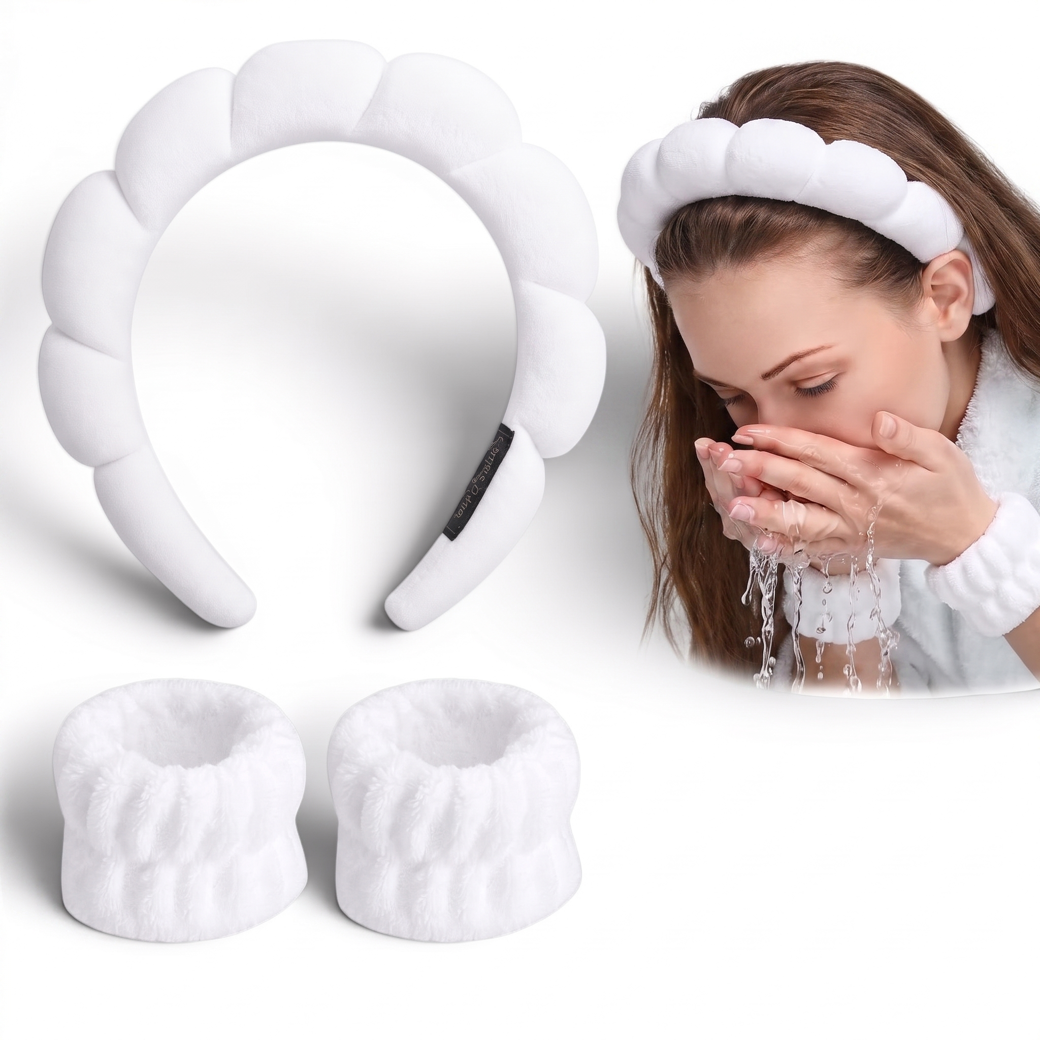 Spa Headband & Wrist Washband Set
